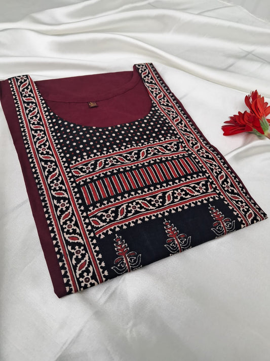 Elegant Maroon and Black Printed Kurti for Women – Ethnic & Casual Wear