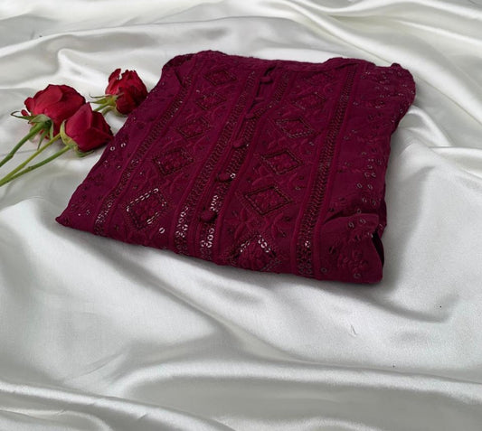 Elegant Maroon Embroidered Kurti for Women – Party & Festive Wear