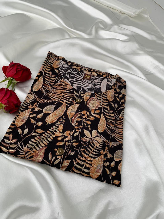 Black Floral Print Kurti with Plazo Set – Stylish Ethnic Wear for Women