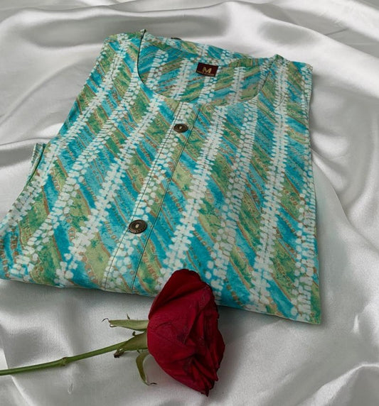 Green Floral Print Kurti with Plazo Set – Stylish Ethnic Wear for Women