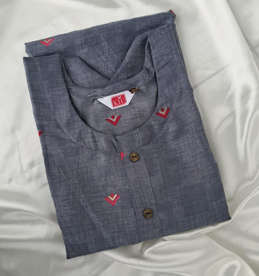 Elegant Grey Kurti with Embroidered Detailing – Perfect for Office & Casual Wear